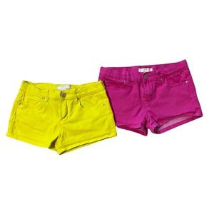 Forever 21 girls shorts / set of 2 / size 11/12 / hot pink and yellow